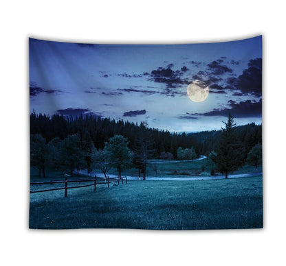 Ocean moon nature tapestry wall hanging in polyester, 150x200cm size with digital print for dorm decor