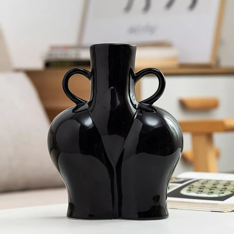 Handmade ceramic body art vase for hydroponic plants in various colors