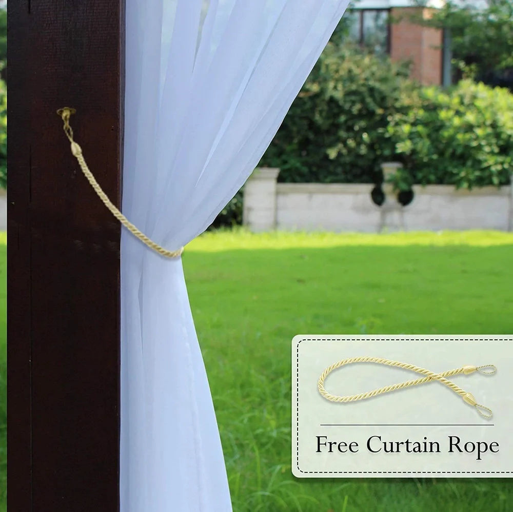 White opaque waterproof outdoor curtain measuring 132cm × 213cm for balcony privacy and sun protection