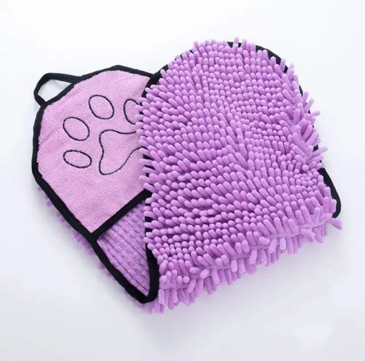 Blue pet bath robe towel with absorbent fibre for drying dogs and cats after washing