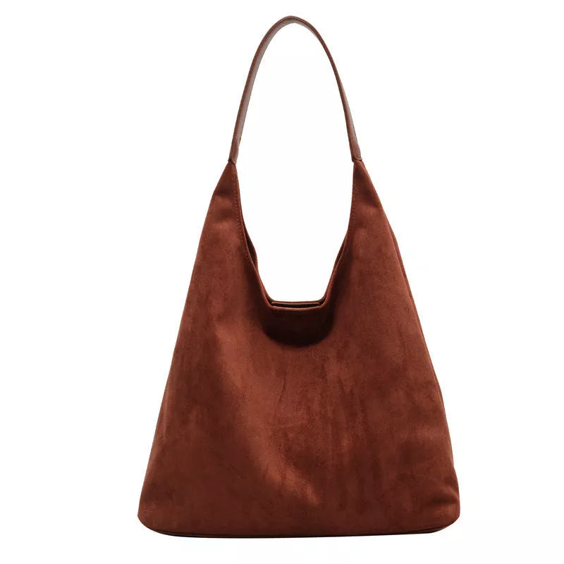 Women's one-shoulder underarm bag in suede material, available in multiple colors