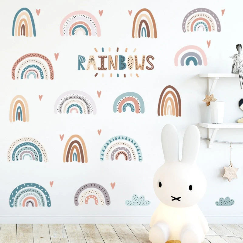 Colorful cartoon-themed waterproof wall stickers for kids' rooms