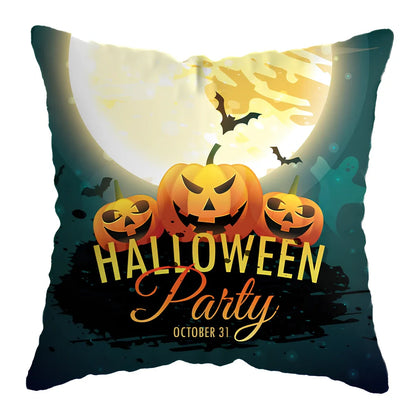 45x45cm linen pillow cover with skull pattern for Halloween decorations