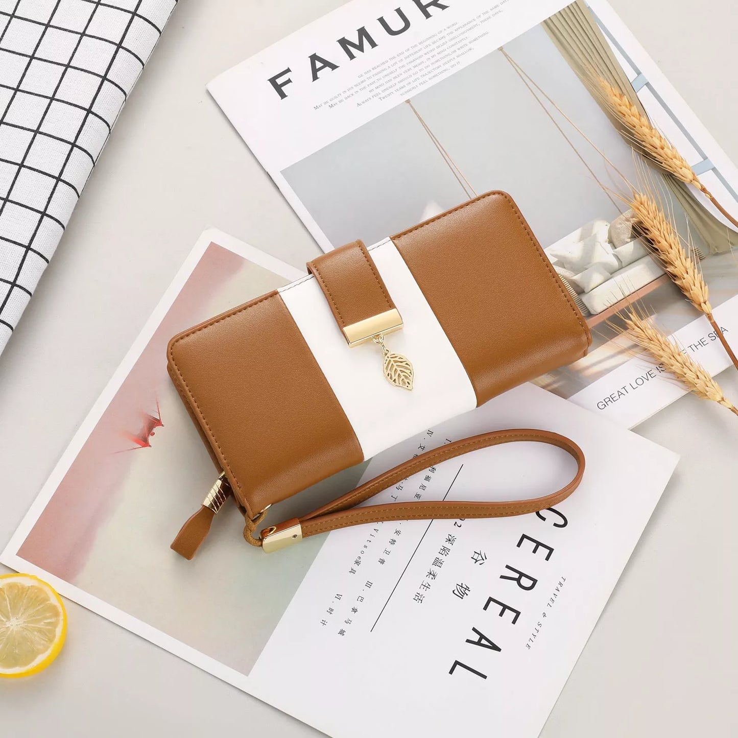 Anti-theft PU leather handbag with lock closure in various colors