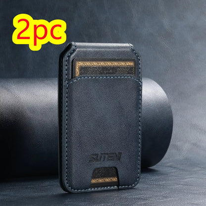 Android universal phone magnetic card holder with MagSafe ring in PU leather