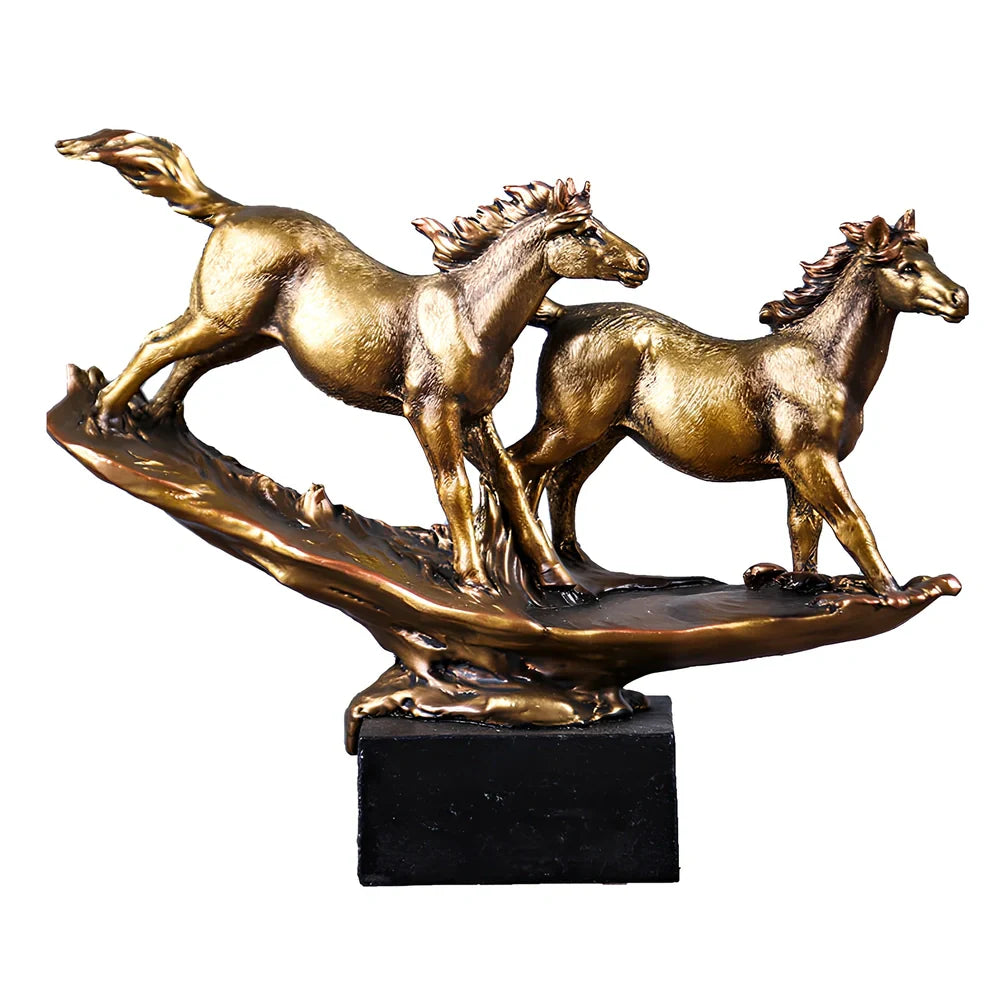 Bronze horse sculpture statue with European animal modelling in resin construction