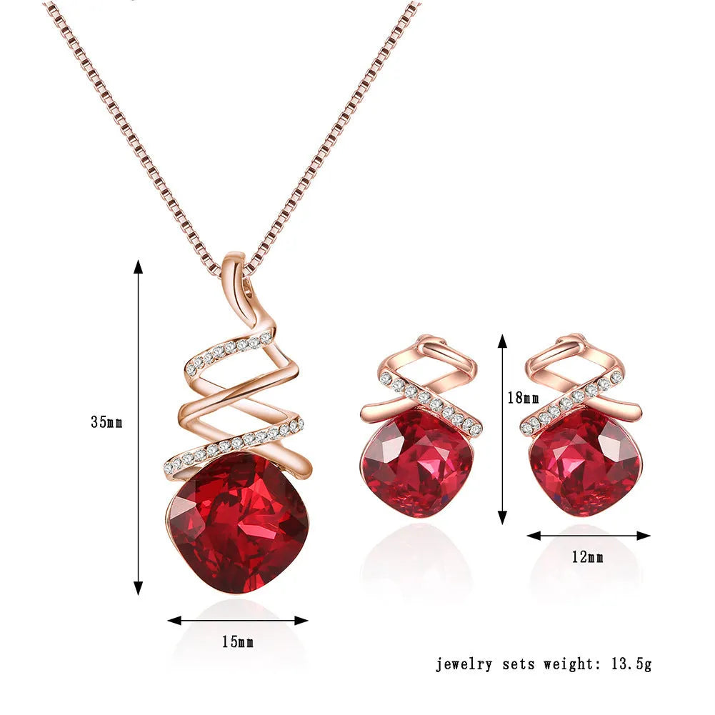 Women's alloy bridal jewellery set with adjustable water wave chain necklace and matching earrings