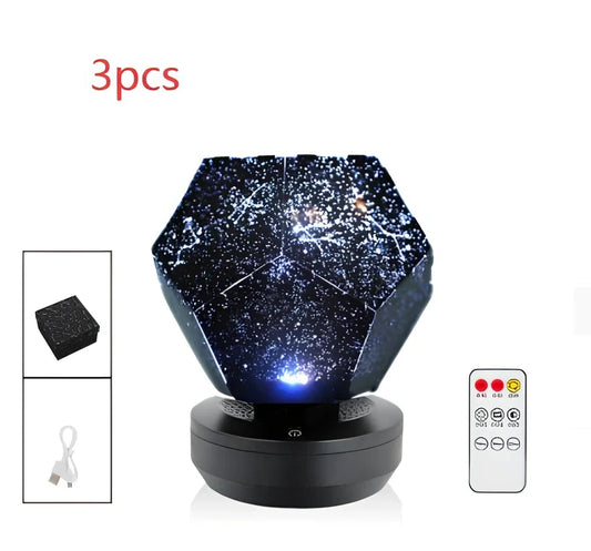 LED starry sky projector night light projecting constellations onto ceiling with remote control