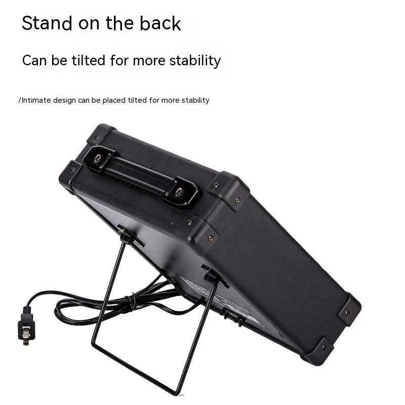 Small easy to carry guitar audio speaker, metal plastic, 25x8x26cm, model GA-10, portable musical instrument speaker
