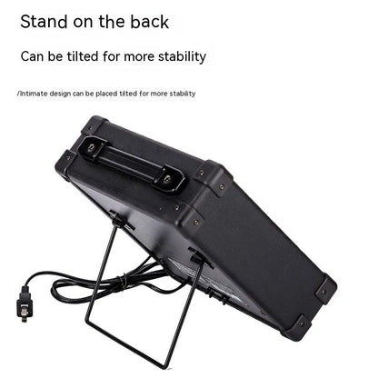 Small easy to carry guitar audio speaker, metal plastic, 25x8x26cm, model GA-10, portable musical instrument speaker