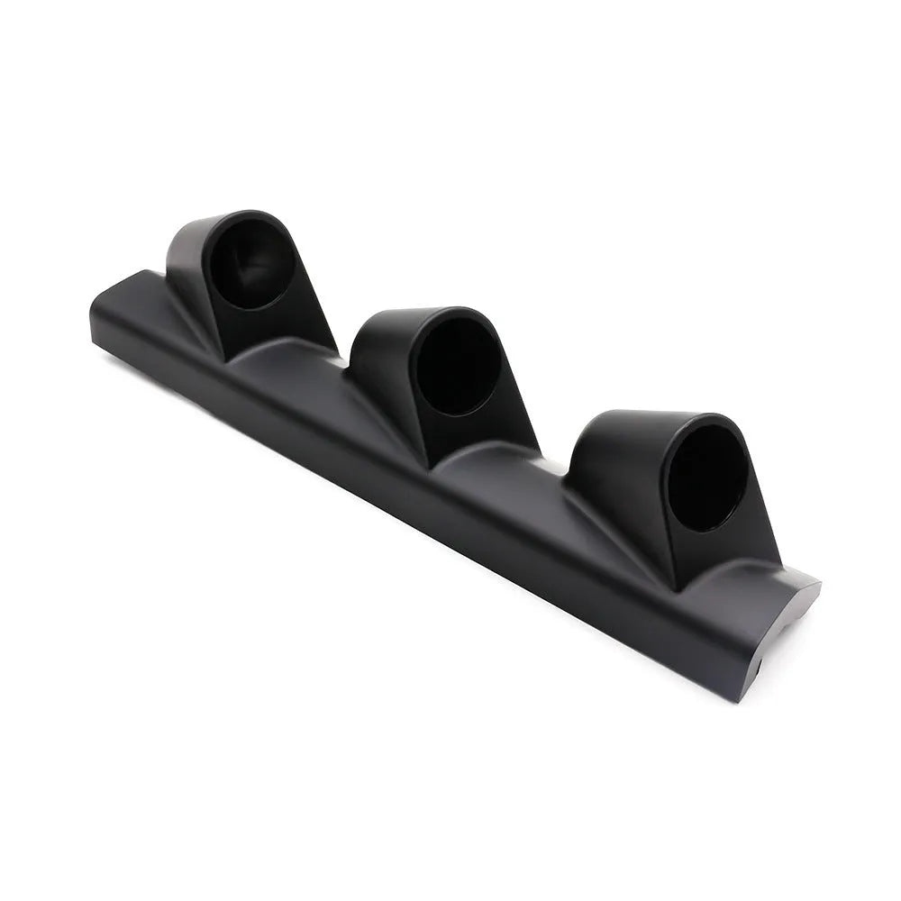 Black car instrument frame with three holes for 52mm gauge mounting in right-drive configuration