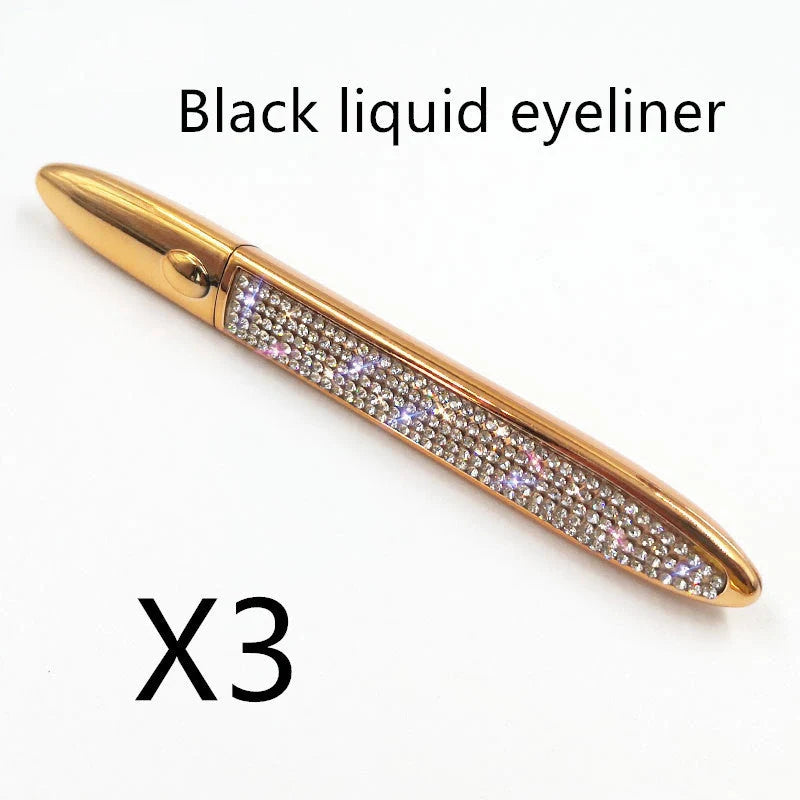 Multifunctional Self-Adhesive Eyeliner & Lashes Set with Black, Coffee, and Transparent Eyeliner Options and Full Diamond, Pearl, and Silver Lash Finishes