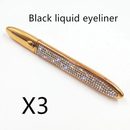 Multifunctional Self-Adhesive Eyeliner & Lashes Set with Black, Coffee, and Transparent Eyeliner Options and Full Diamond, Pearl, and Silver Lash Finishes