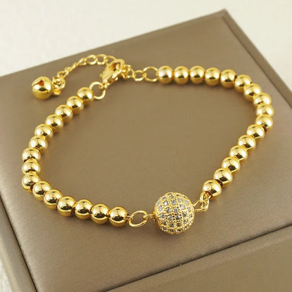 Women's copper bracelet with heart-shaped design and zircon stones, electroplated finish
