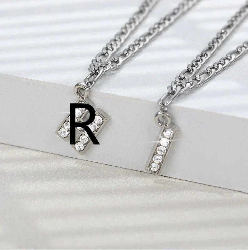 Personalized Stainless Steel Letter Anklet with Sparkling Zircon Accents