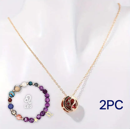 Natural stone beaded necklace and bracelet set with adjustable cord in twelve style variations
