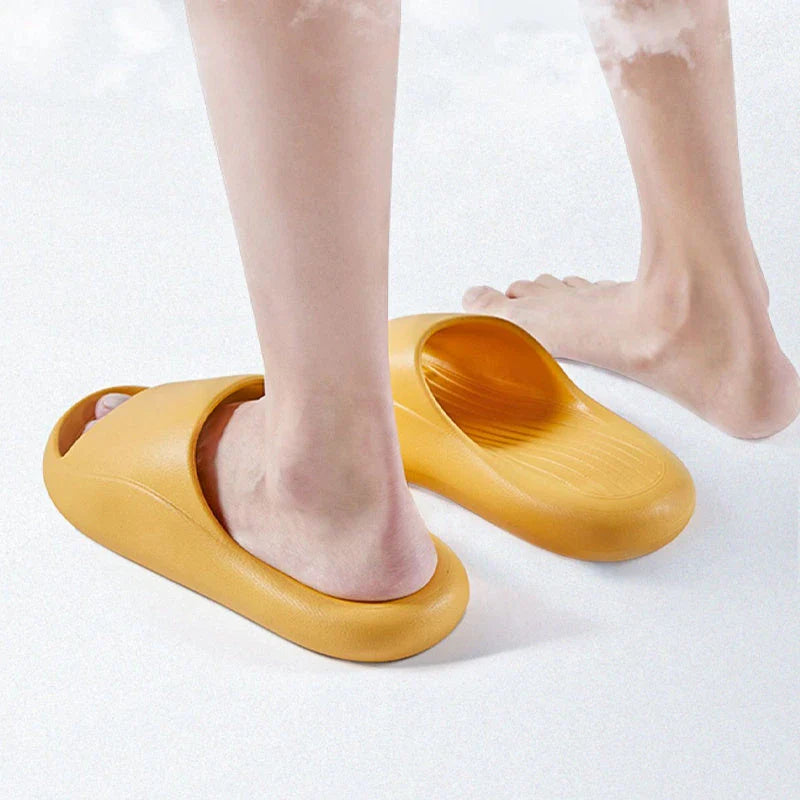 Fashionable and comfortable slippers with cushioned soles and anti-skid technology, available in a variety of vibrant colors.