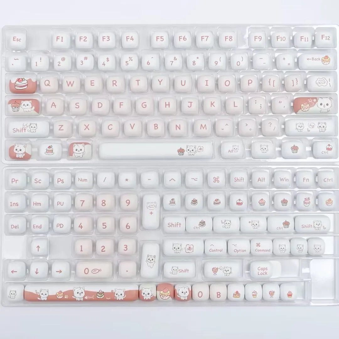 Dessert cat MOG round sublimation key cap for mechanical keyboards with colourful cartoon artwork