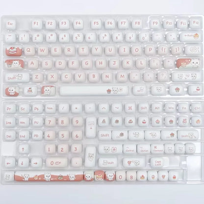 Dessert cat MOG round sublimation key cap for mechanical keyboards with colourful cartoon artwork