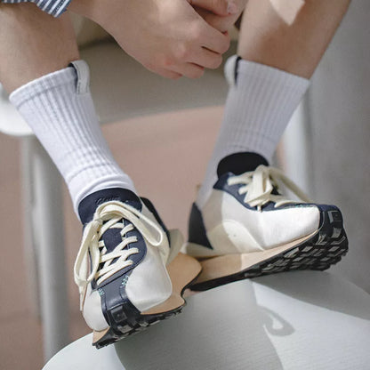 Men's Retro Casual Running Shoes in white and blue white with breathable design and rubber sole