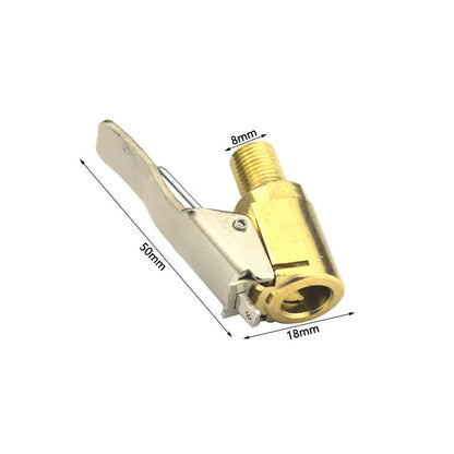 Copper tyre inflation clamp with bulging mouth for 8V1 sedan valve connections