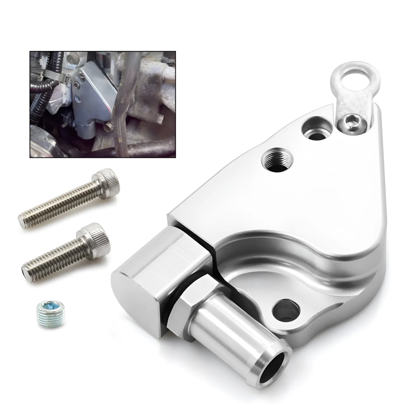 Aluminium alloy intake manifold coolant adapter for Honda K20 and K24 engines