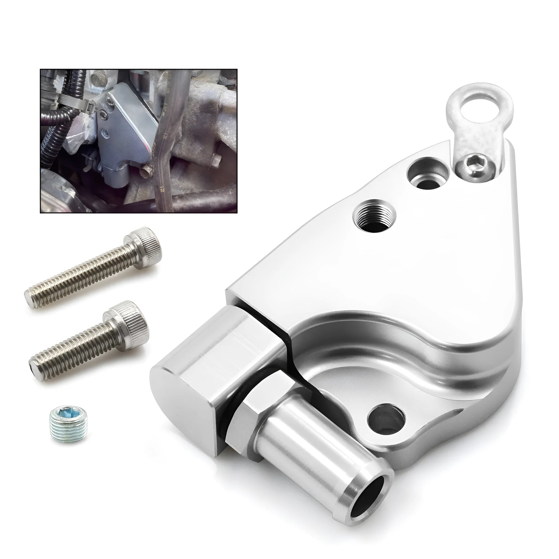 Aluminium alloy intake manifold coolant adapter for Honda K20 and K24 engines