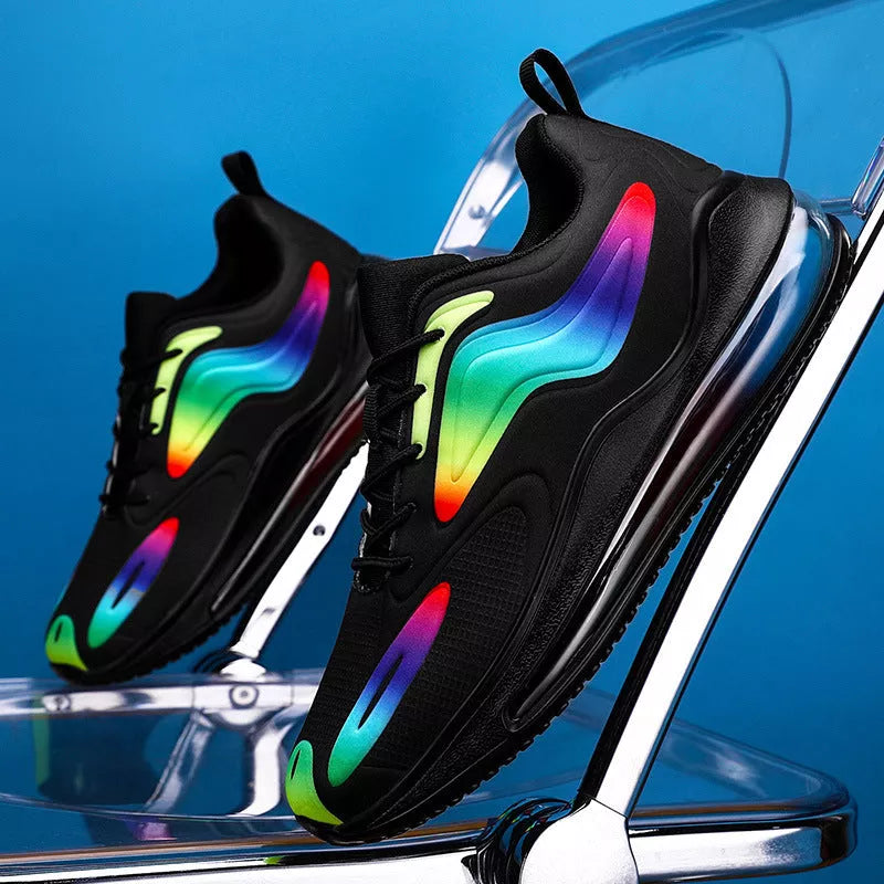 Men's lightweight mesh running shoes with composite sole in black, black grey, and grey