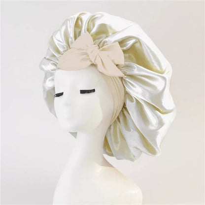 Double-layer silk bonnet for sleeping in various colors