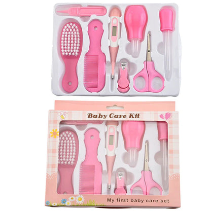Portable Baby Health Suit 8-Piece Grooming Set with safety scissors, nail clippers, and more