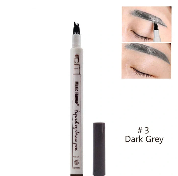 Music Flower Waterproof Eyebrow Pen with four-claw tip for natural-looking eyebrows