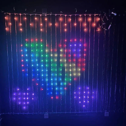 Smart LED RGB Curtain String Lights with Bluetooth control for vibrant home and party decor