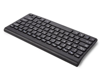 Black and white wireless keyboard and mouse set on a desk with 4G dongle