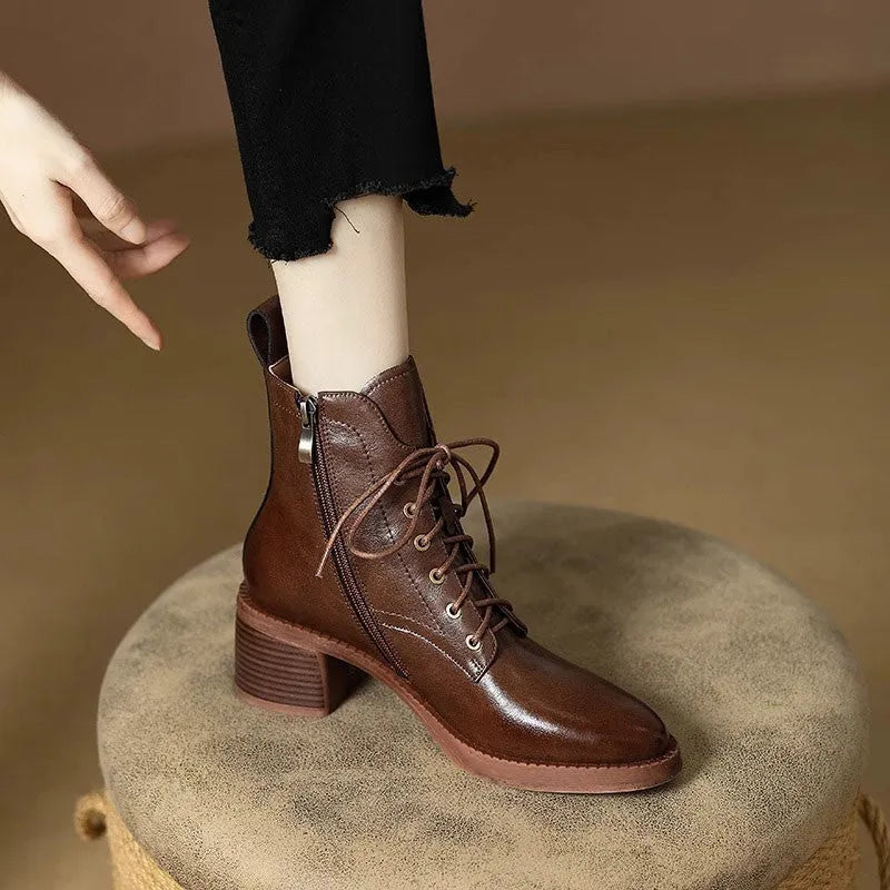 Women's black French pointy toe short tube boots with 13cm shaft height and 5.5cm heel