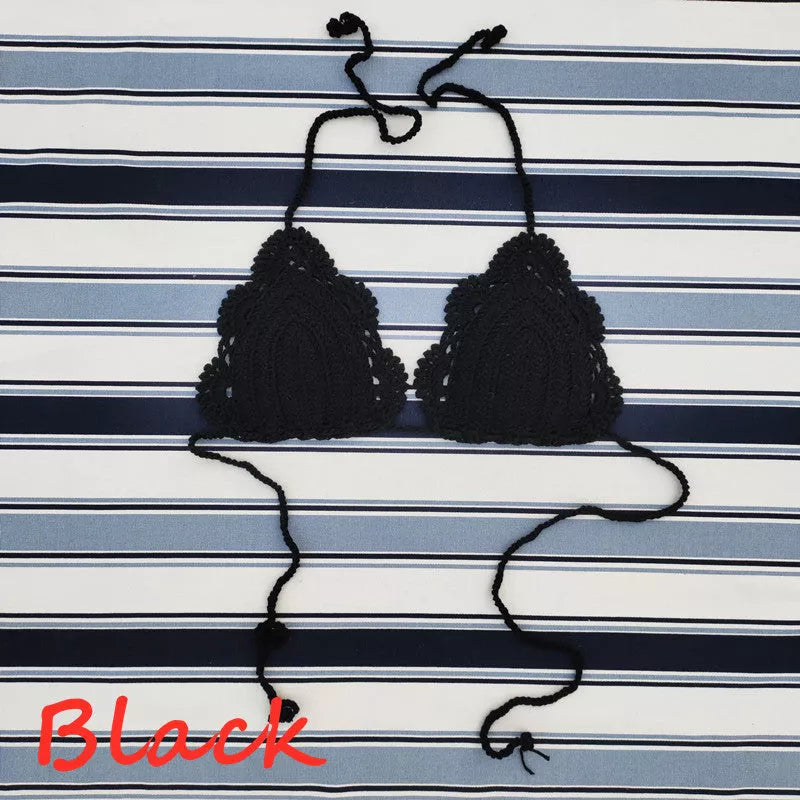 Handmade crochet bikini top with cotton lining in various colors