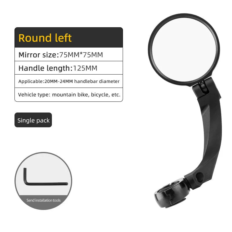 360° rotatable bike mirror with wide field of vision for handlebars 2-2.4cm in diameter