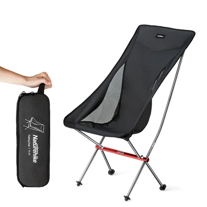 Ultralight aluminium camping chair folded with carry bag, showing compact 45cm size