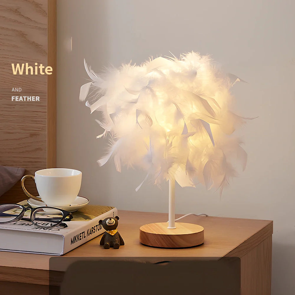 Feather lamp with modern design for corridor lighting in pink, purple or white colour options