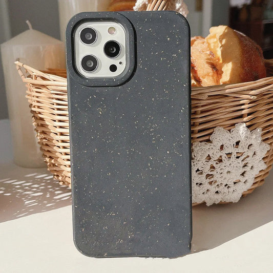 Wheat straw biodegradable phone case for Apple iPhone showing natural fibre texture and colour options