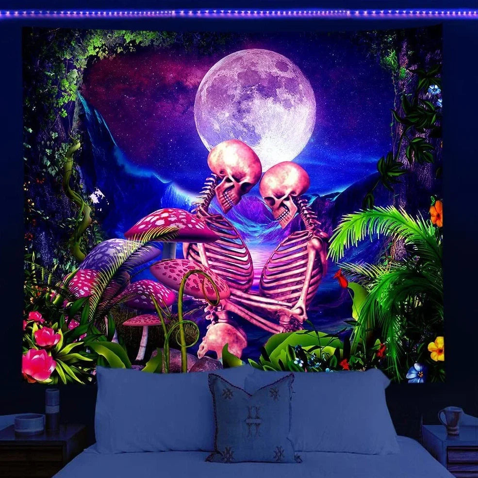 Purple geometric abstraction pattern wall decoration cloth with rectangular shape and machine-woven polyester construction