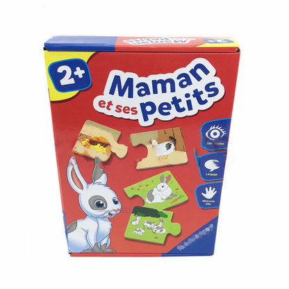 French learning puzzle toy with 24 picture-word cards on paper plate material for children over 2 years