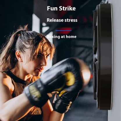 Black leather and PP music boxing wall target set with included boxing gloves for home training