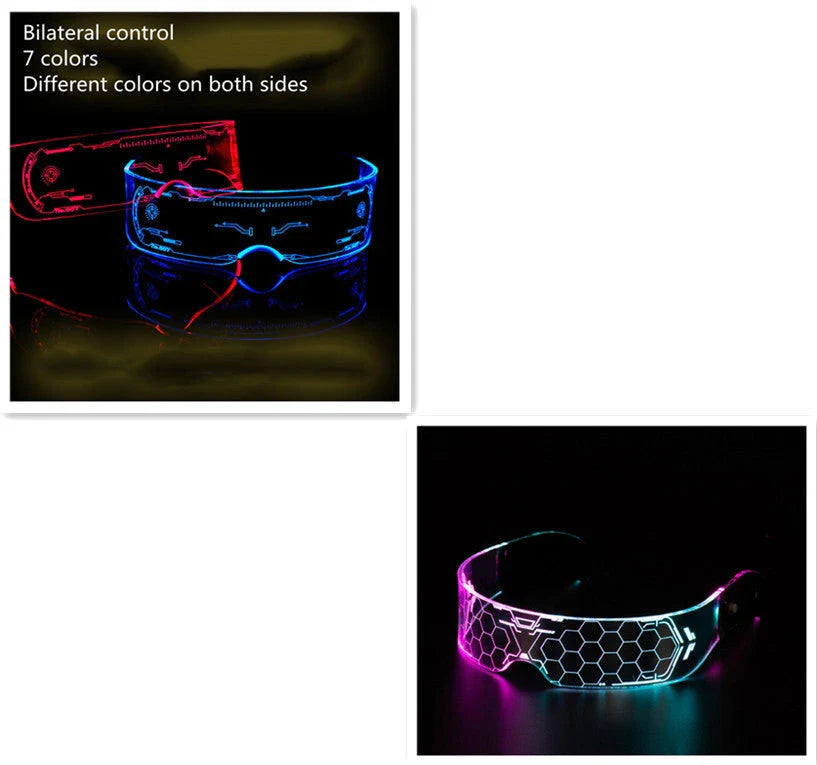 Vibrant LED party glasses with customizable color-changing effects, perfect for festivals, concerts, and celebrations
