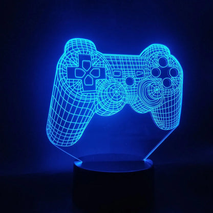 Gamepad-shaped 3D night light with colourful LED illumination and remote control