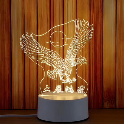 Creative USB bedside night light with acrylic castle scene, 20x17.5cm size, touch control for three light modes