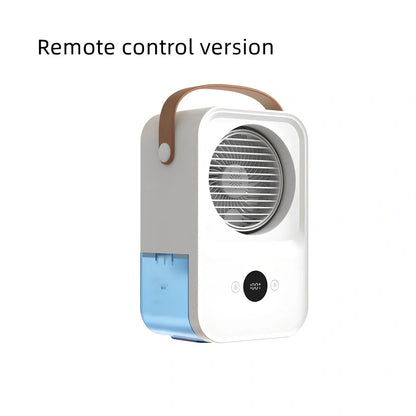 White USB desktop fan with voice control, dimensions 163mm x 104mm x 240mm, four speed settings