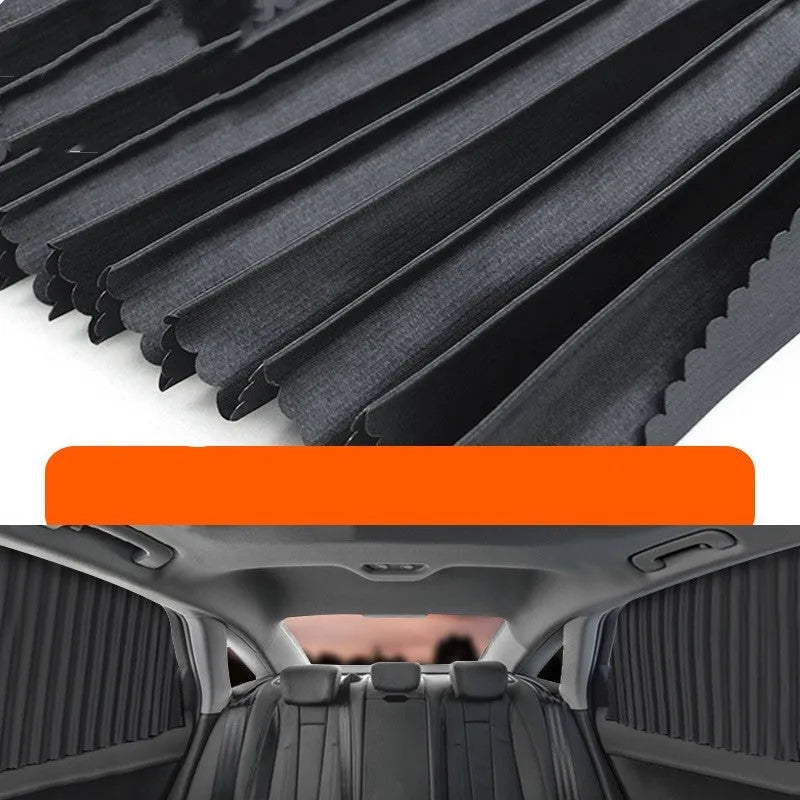 Auto retractable car sun curtain for windshield sunscreen protection in black colour