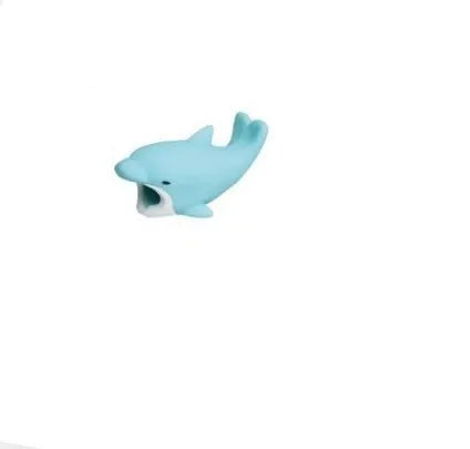 Silicone animal-shaped cable protector for Apple iPhone lightning charging cable.