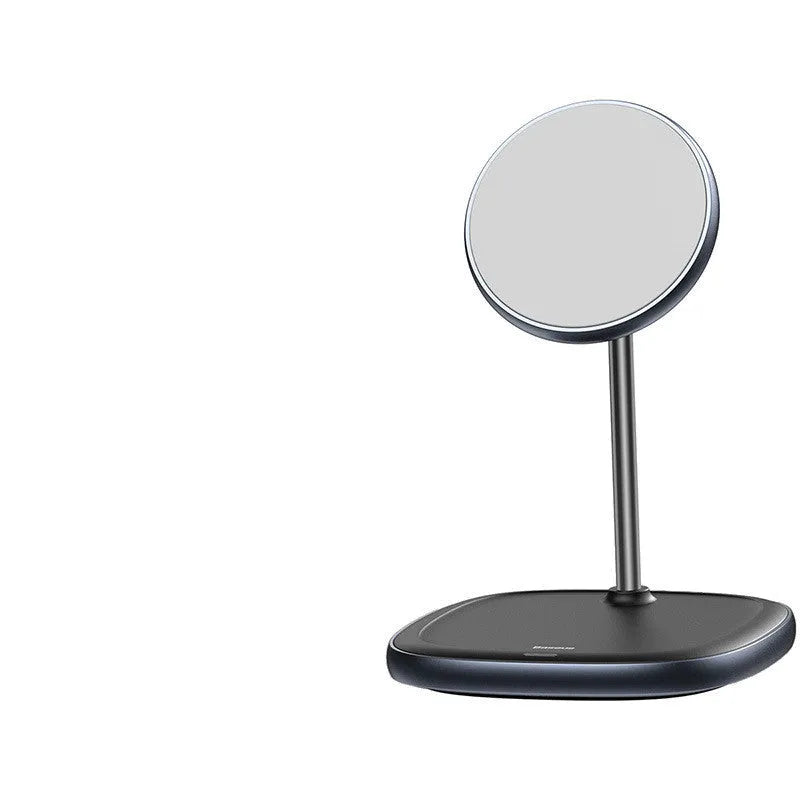 Swan magnetic wireless charging stand for iPhone 12 with 15W fast charging capability in black or white