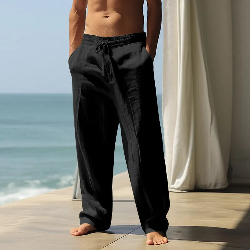 Men's trousers cotton casual sports loose fit trousers in solid colours including black, white, grey, khaki, light blue, navy blue and grey green for leisure wear with a full range of sizes from S to XXXL for youth males